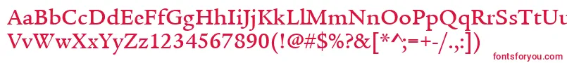 フォントItcLegacySerifLtMedium – 白い背景に赤い文字