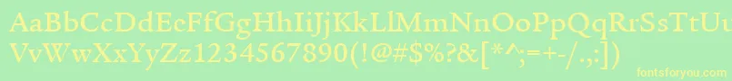フォントItcLegacySerifLtMedium – 黄色の文字が緑の背景にあります