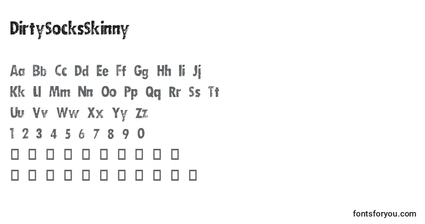 A fonte DirtySocksSkinny – alfabeto, números, caracteres especiais