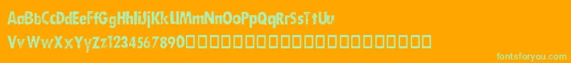 DirtySocksSkinny-Schriftart – Grüne Schriften auf orangefarbenem Hintergrund