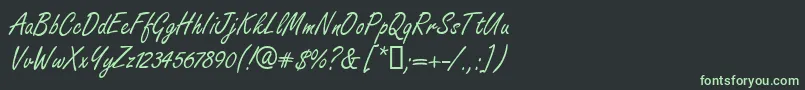 フォントFreshhanddbNormal – 黒い背景に緑の文字