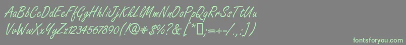 FreshhanddbNormal-Schriftart – Grüne Schriften auf grauem Hintergrund