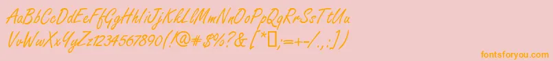 FreshhanddbNormal-Schriftart – Orangefarbene Schriften auf rosa Hintergrund