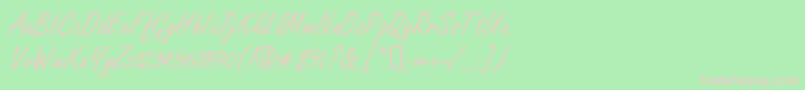 FreshhanddbNormal-Schriftart – Rosa Schriften auf grünem Hintergrund