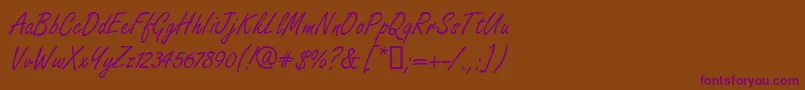 FreshhanddbNormal Font – Purple Fonts on Brown Background