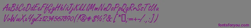 Weitere Informationen zur FreshhanddbNormal-Schriftart FreshhanddbNormal-Schriftart – Violette Schriften auf grauem Hintergrund