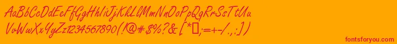 フォントFreshhanddbNormal – オレンジの背景に赤い文字