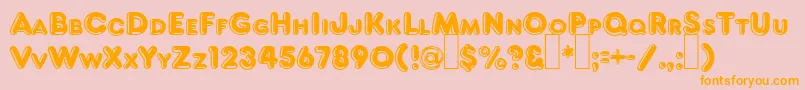 F821DecoRegular-Schriftart – Orangefarbene Schriften auf rosa Hintergrund