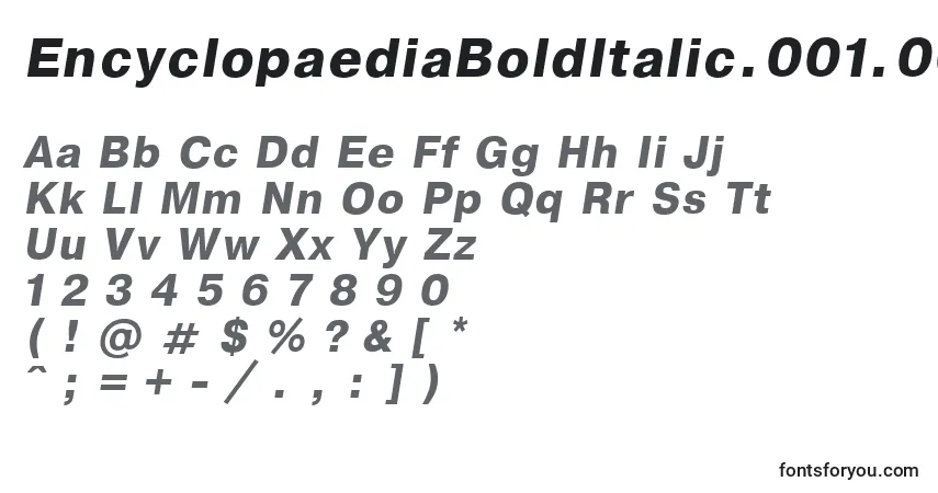 Шрифт EncyclopaediaBoldItalic.001.001 – алфавит, цифры, специальные символы