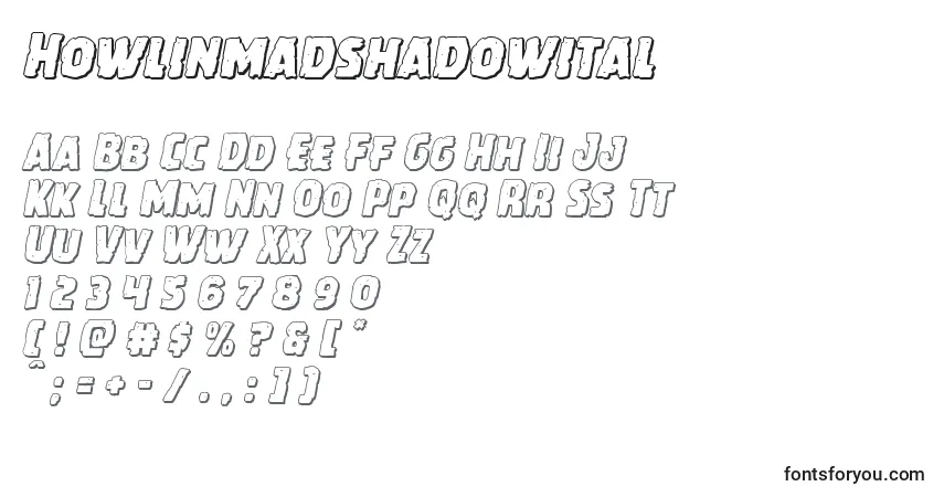 Шрифт Howlinmadshadowital – алфавит, цифры, специальные символы