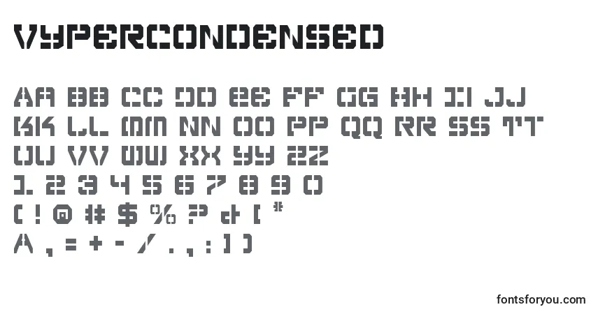 A fonte VyperCondensed – alfabeto, números, caracteres especiais