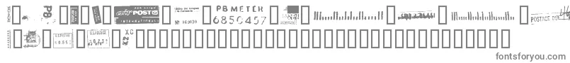 DeadLetterOfficeSeventeen-fontti – harmaat kirjasimet valkoisella taustalla