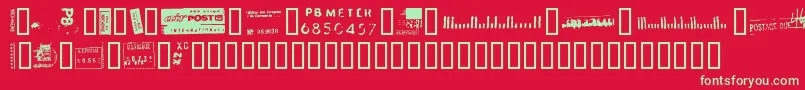 フォントDeadLetterOfficeSeventeen – 赤い背景に緑の文字