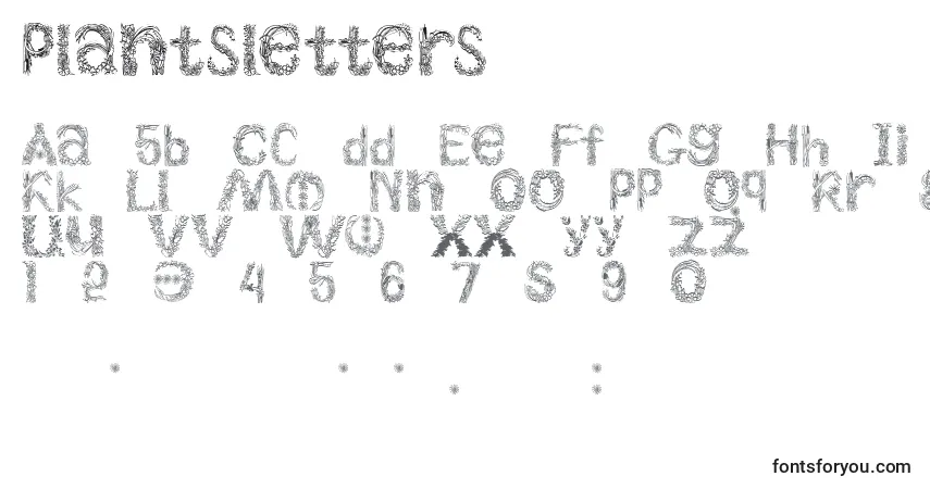Czcionka Plantsletters – alfabet, cyfry, specjalne znaki