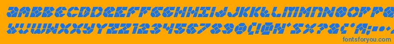 Zoomrunnerital-Schriftart – Blaue Schriften auf orangefarbenem Hintergrund