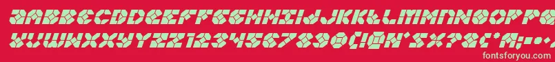 Fonte Zoomrunnerital – fontes verdes em um fundo vermelho