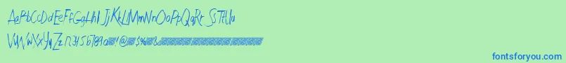 Czcionka Faultlinedt – niebieskie czcionki na zielonym tle
