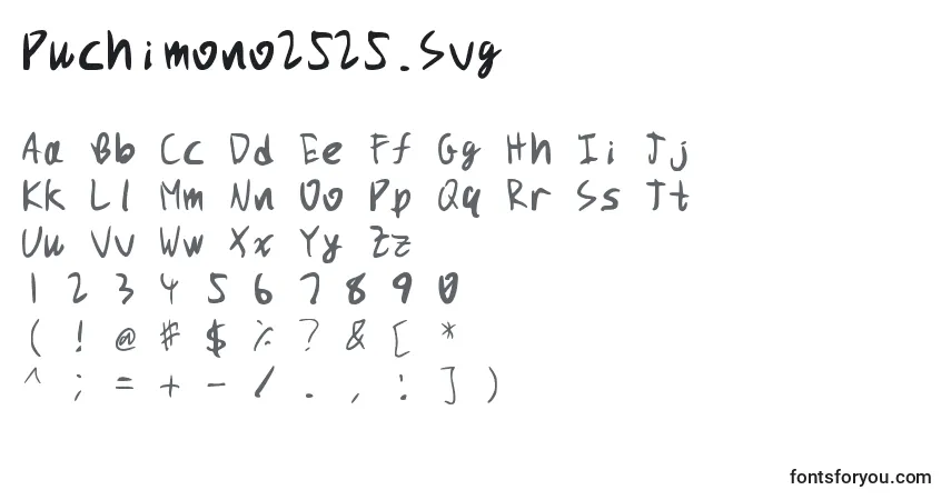 Czcionka Puchimono2525.Svg – alfabet, cyfry, specjalne znaki