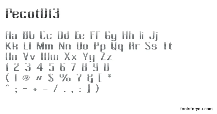 Schriftart Pecot013 – Alphabet, Zahlen, spezielle Symbole