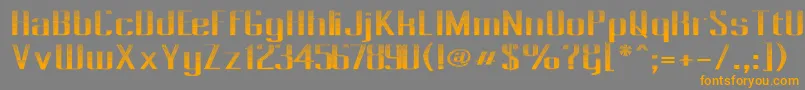 フォントPecot013 – オレンジの文字は灰色の背景にあります。