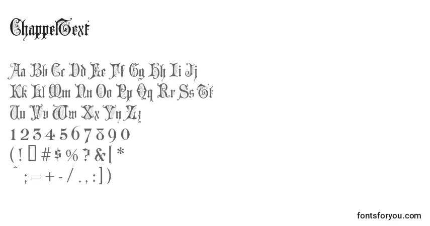 Czcionka ChappelText – alfabet, cyfry, specjalne znaki