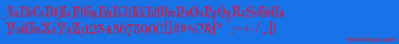 ChappelText-Schriftart – Rote Schriften auf blauem Hintergrund