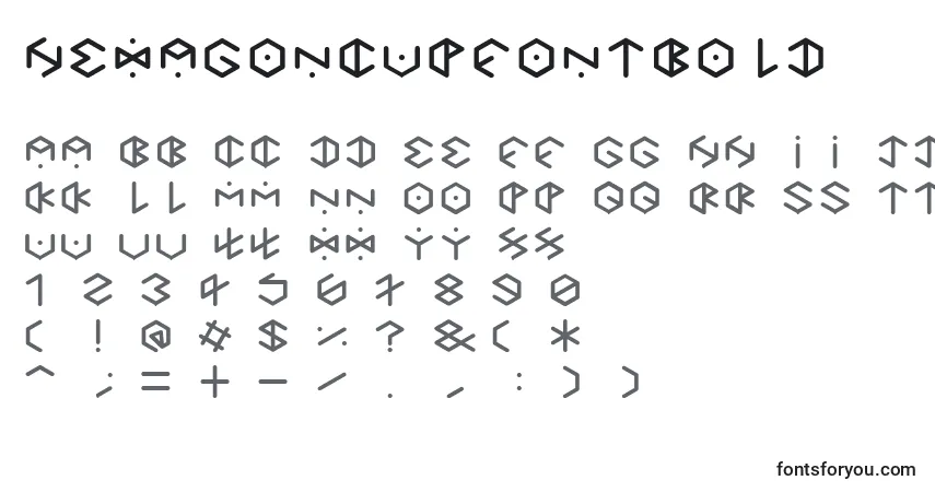 A fonte HexagonCupFontBold – alfabeto, números, caracteres especiais
