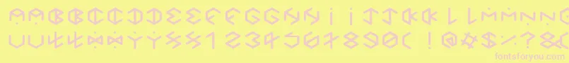 HexagonCupFontBold-Schriftart – Rosa Schriften auf gelbem Hintergrund