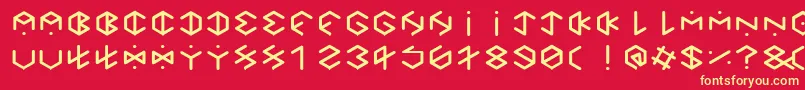 HexagonCupFontBold-Schriftart – Gelbe Schriften auf rotem Hintergrund