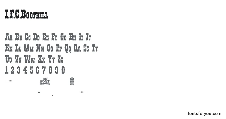 Schriftart I.F.C.Boothill – Alphabet, Zahlen, spezielle Symbole