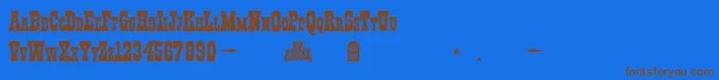 I.F.C.Boothill-Schriftart – Braune Schriften auf blauem Hintergrund