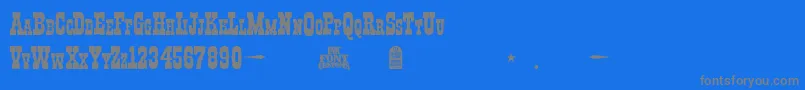 I.F.C.Boothill-Schriftart – Graue Schriften auf blauem Hintergrund