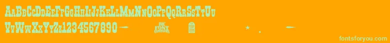 I.F.C.Boothill-Schriftart – Grüne Schriften auf orangefarbenem Hintergrund