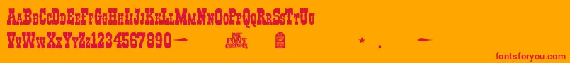 Шрифт I.F.C.Boothill – красные шрифты на оранжевом фоне