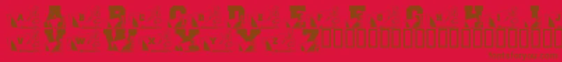 LmsNewCheerleader-Schriftart – Braune Schriften auf rotem Hintergrund