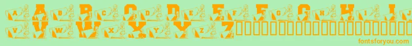 Czcionka LmsNewCheerleader – pomarańczowe czcionki na zielonym tle