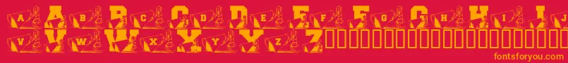 Więcej informacji o czcionce LmsNewCheerleader Czcionka LmsNewCheerleader – pomarańczowe czcionki na czerwonym tle