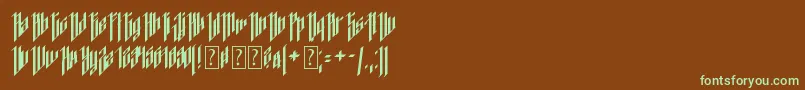 フォントDancingDl1.0 – 緑色の文字が茶色の背景にあります。