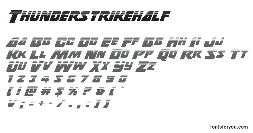 Czcionka Thunderstrikehalf – alfabet, cyfry, specjalne znaki