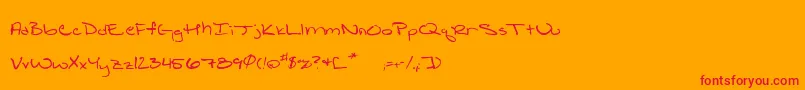 フォントShatteredprint – オレンジの背景に赤い文字