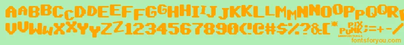 PixPunk Font – Orange Fonts on Green Background