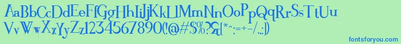 フォントCrackin – 青い文字は緑の背景です。