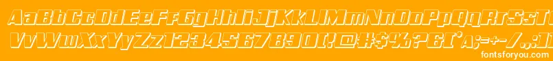 Galacticstorm3Dital-Schriftart – Weiße Schriften auf orangefarbenem Hintergrund