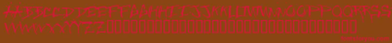 フォントJungle – 赤い文字が茶色の背景にあります。