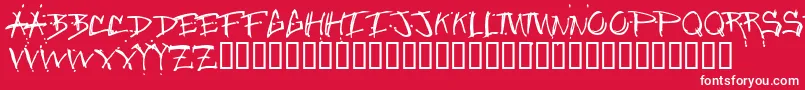 Weitere Informationen zur Jungle-Schriftart Jungle-Schriftart – Weiße Schriften auf rotem Hintergrund