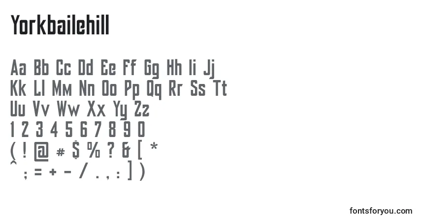 Yorkbailehill-fontti – aakkoset, numerot, erikoismerkit