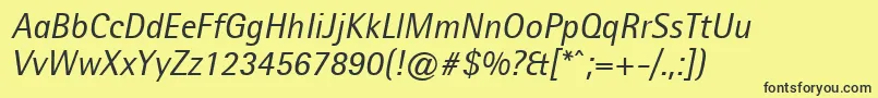 Weitere Informationen zur AgfarotissemisansItalic-Schriftart AgfarotissemisansItalic-Schriftart – Schwarze Schriften auf gelbem Hintergrund