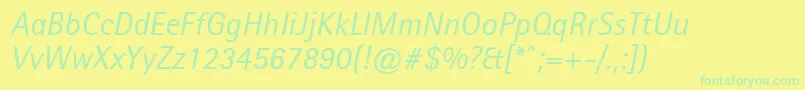 Weitere Informationen zur AgfarotissemisansItalic-Schriftart AgfarotissemisansItalic-Schriftart – Grüne Schriften auf gelbem Hintergrund