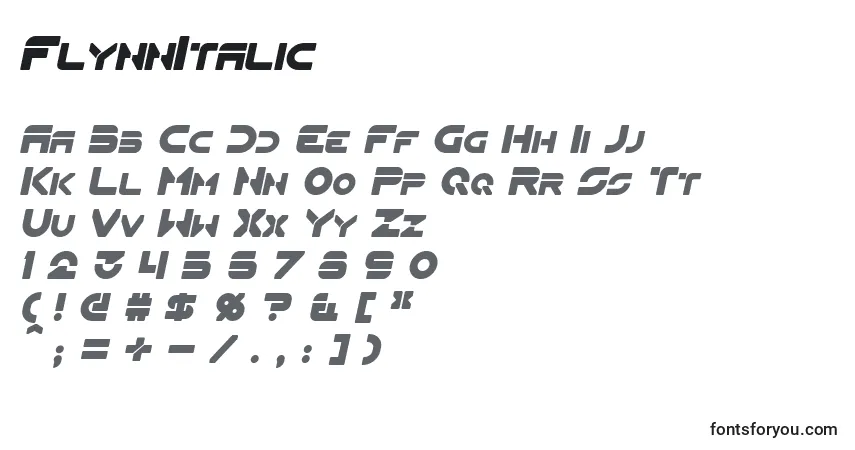 FlynnItalicフォント–アルファベット、数字、特殊文字