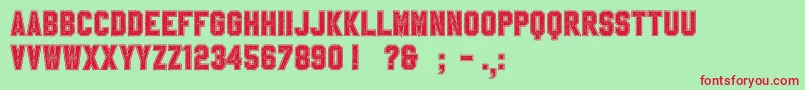 SablonUpCollegeAlt Font – Red Fonts on Green Background